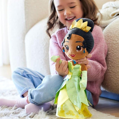 DISNEY STORE Official Princess Plush Doll, Tiana, Medium 14 Inches, Soft Plushy with Embroidered Features, Princess Toys for Girls, Disney Dolls, Stuffed Animals for Girls
