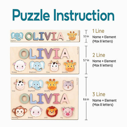 Personalized Name Puzzles for Toddlers 1-3 - Custom Baby Puzzle, Personalized Easter Basket Gift for 2 Year Old, Montessori Learning Toy for Baby Boy & Girl, 1st Birthday Gifts for Kids