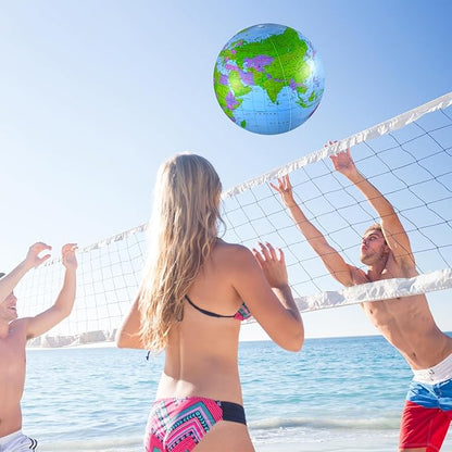 2 Pack Inflatable Globe Blow up World Globe Beach Ball 16 Inch Inflatable Earth Beach Ball for Beach Playing or Teaching, Party Bags, Summer Pool Party, PVC Material