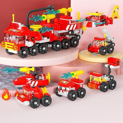Forest Fire Truck Building Blocks (134-Piece) | 6-in-1 STEM Toy for Kids Ages 6-12 | Creative Construction Set with Fire Engine, Rescue Vehicles & Emergency Scenes | Gift for Boys & Girls