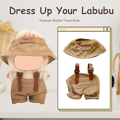 17cm Doll Clothes Set, Premium Jeans & Knitted Sweater Outfit for 17cm 15cm Dolls, Cute Dress Up Fashion, No Doll Included (Brown/Man, 17cm/15cm)