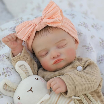 Lifelike Reborn Baby Dolls-20 inch Sleeping Realistic Newborn Baby Dolls, Soft Cloth Body with Feeding Toy for Kids Age 3 +