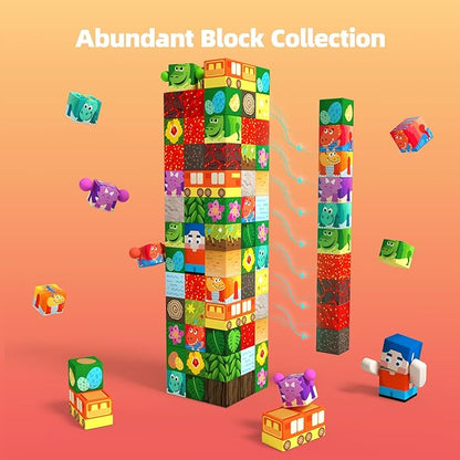 GobiDex Magnetic Blocks Kids Building Toys for Boys Girls 3+, Game-Based Build Jurassic MagWonder with Magnet Construction Dinosaur Toys, Upgraded STEM Sensory Gift for Birthday