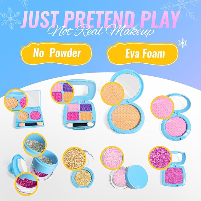 INNOCHEER Pretend Makeup for Toddlers, Fake Play Makeup for Little Girls, Frozen Toy Makeup Set for Girls, Birthday Christmas Princess Gifts Toddler Girl Toys Age 3 4 5 6 7 8 (Not Real Makeup)
