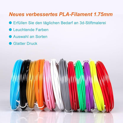 3D Pen Filament Refills 12 Colors Compatible with SCRIB3D MYNT3D PIKA3D 3D Pen for Kids Each Color 10Feet 1.75mm PLA 3D Printing Pen Filament Refills, NOT FIT 3Doodler Start Pen