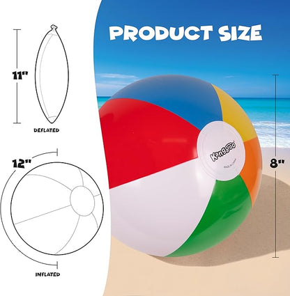 Kangaroo 12-Pack Inflatable Beach Balls Bulk for Kids & Adults I Inflatable Pool Party Favors Swimming Pool Toys I Kids Beach Toys for Beach Games