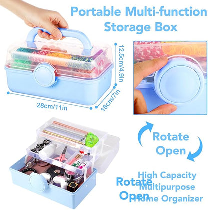 SUMAJU 18500+ Bracelet Making Kit Rubber Band, 26 Colors Rubberband Bracelet Kit with 3 Layer Container Includes Glow-in-The-Dark Rubber Bands, Bracelet Making Refill Kit Birthday Gift for Kids(Blue)