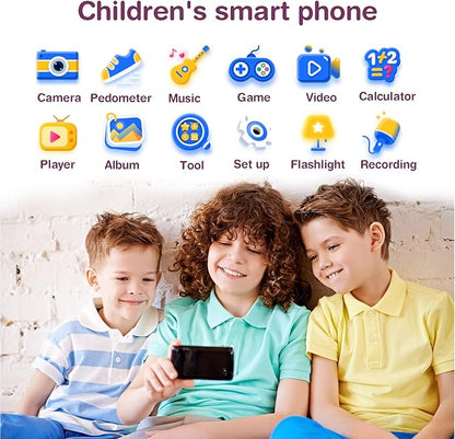 PTHTECHUS® Kids Phone Toy for Boys Girls, 3.8 "Touch Screen Toddler Smartphone with Fun Cameras 16 Games MP3 Music Player Audio Recorder Pedometer Torch Alarm Clock Children Phone for Ages 4-14