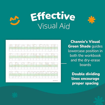 Channie’s Easy Peasy Alphabet Handwriting Workbook + 2 Easy Peasy Dry-Erase Neat Numbers & Letters Tracing Magnetic Boards for Pre-K - 1st Grade, Homeschool Learning & Summer School Teaching Supplies