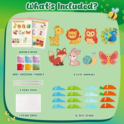 3 otters Poke in Art Kits, Kids Art Set Animal DIY Crafts Toys for Girl Birthday Gifts Party Favors Goodie Bag Stuffers Classroom Prizes