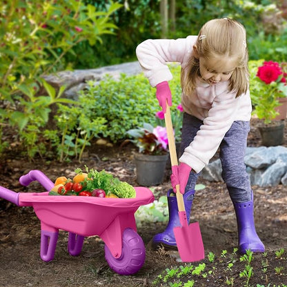 Kids Gardening Tools Outdoor Toys Set Backyard Play with Wheelbarrow Educational STEM Learning Pretend Toys Outdoor Indoor for Toddlers Kids Boys Girls