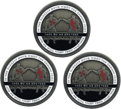 Armor of God Challenge Coin Knights Templar Oath Coin for Religious Collectible Gift (Pack of 3)