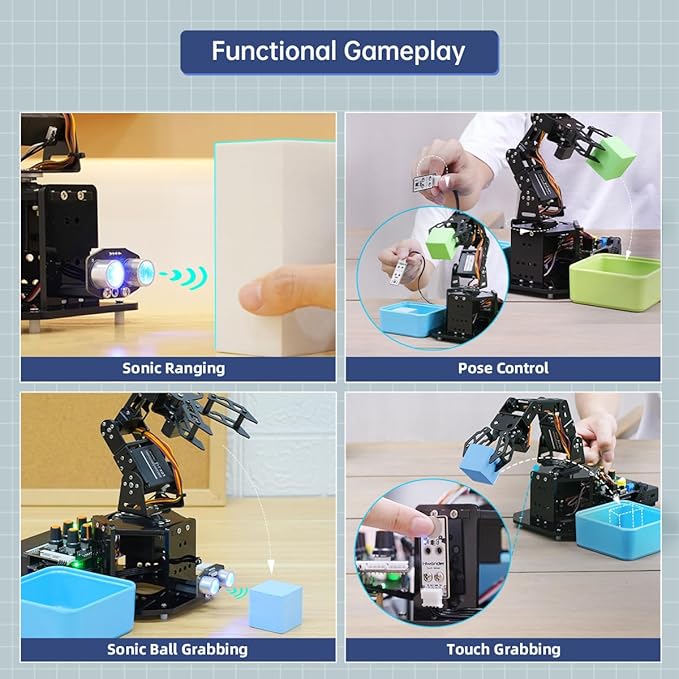 Robotic Arm with Arduino 5DOF/Axis AI Smart Robot Arm Open Source STEM Educational Building Robotics & Engineering Kits, Science/Coding/Programming Set, miniArm Standard Kit