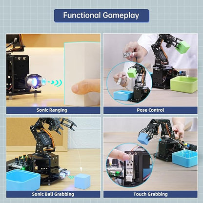 Robotic Arm with Arduino 5DOF/Axis AI Smart Robot Arm Open Source STEM Educational Building Robotics & Engineering Kits, Science/Coding/Programming Set, miniArm Standard Kit