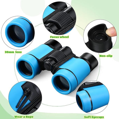 6 Pack Kids Binoculars Shock Proof Toy Binoculars Set for Age 6 Years Boys Girls Hunting Folding Small Telescope Birthday Gifts Bird Watching Educational Learning Camping Outdoor (Fresh Colors)