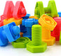 TOMYOU 32 pcs Shapes Nuts and Bolts Stacking Toys - STEM Color Sorting Learning Games - Montessori Building Kids Matching Game for Preschoolers - Construction Fine Motor Skills for Kids
