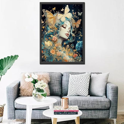 Tucocoo Butterfly Woman Jigsaw Puzzle 1000 Pieces Puzzles for Adults, Fantasy Moon Stars Creative Style Jigsaw Puzzles for Challenging Family Activity Games Colorful DIY Puzzle for Home Decor Gifts