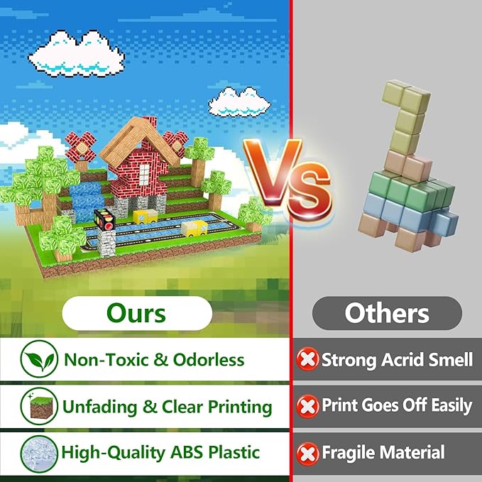 200PCS Magnetic Building Blocks for Kids Ages 4-8, Magnetic Cubes, Magnet STEM Sensory Toys-Tiles Road Track, Magnet World Build Set, Christmas Birthday Gifts Toy for Girls & Boys 3+ Ages