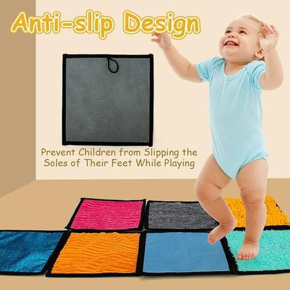 16 Set Sensory Mini Mats Assorted Textured Sensory Floor Tiles - Sensory Walls, Early Sensory Exercise Sensory Mats Sensory Toys for Autistic Children Kids Baby Toddler Fidgeting Activity