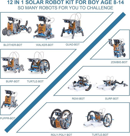 Toys for Ages 8-13,12 in 1 Stem Project Solar Robot Toy for 10 Years Old Autism Boy,Science Kits for Kids Age 8-14,Building Gear Toy Christmas Birthday Gift Idea for Boy Age 8 9 10 11 12 13 14