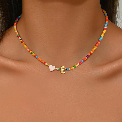 Colorful Initial Necklaces for Girls Women, 14K Gold Plated Bubble Initial Pendant Heart Shell Necklace Jewelry Christmas Gifts for Teen Girls Kids