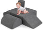 Costzon Toddler Climbing Toys Indoor, 6 Pieces Foam Climbing Blocks for Baby Inside with Skin-Friendly Chenille Fabric, 30D High-Density Foam & Carrying Handles, Soft Play Climbing for Toddlers (Gray)