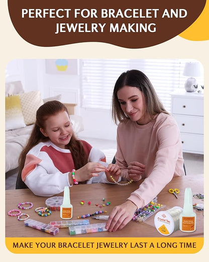 ZUAWAE Jewelry Glue for Elastic String, Bracelet Glues with 1mm Elastic String for Bracelets to Clay Beads Bracelet Making Kit, Jewelrys Fixing Kit, Jewelry Making Supplies