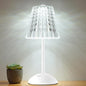 Cordless Touch Table Lamp, LED Rechargeable Small Dask Lamp, 3 Colors Dimmable Battery Operated Crysta Lamp for Bedroom Restaurant Kitchen Home Decor, White