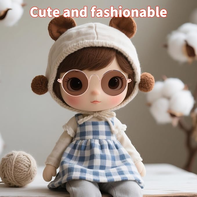 4pcs Mini Doll Glasses, Cute Tiny Sunglasses for Most Dolls Outfit and Toys Clothes Set Decorations with Metal Frame Multi-Color Lenses Fashion Eyewear Accessories (Color 3)