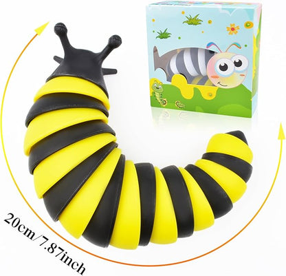 Cevioce Fidget Slug Toy, Sensory Slug Fidget Toy for Kids & Adults, 2 PCS Cute 3D Articulated Sensory Toys - Can Be Spliced, Safe｜Exercise Wrist Strength & Stress Relief, Great Gift for ADHD Autism B