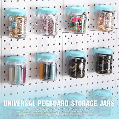 Unittype 20 Set Pegboard Organizer Accessories Peg Boards Jars with Lids Plastic Pegboards Bins Storage Containers Clear Peg Board Wall Organizer for Garage Sewing Office Home Supplies(Light Green)