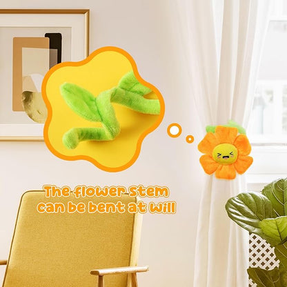 18 Pcs Plush Smile Flower Stuffed Bendable Stems Plush Bouquet Toy Soft Floral 12.6 Inch for Graduation 2025 Mother's Day Valentines Day Girl Girlfriend Wife Family and Friends(Elegant Style)