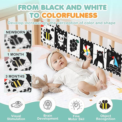 High Contrast Baby Toys for Newborn - Tummy Time Black and White Baby Toys for 0-3 3-6 Months - Soft Montessori Visual Stimulation Development Sensory Infant Book - Shower Gift for Boys Girls