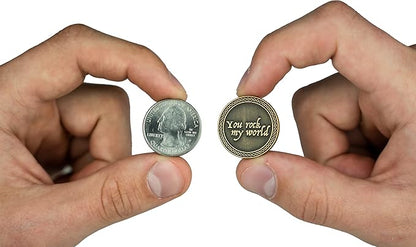 Bulk Set of 3 Romantic Love Expression Coins, You Rock My World, & Make My Heart Skip a Beat, Anniversary Pocket Tokens for Date Night, Love Gift for Men & Women, from Him or Her