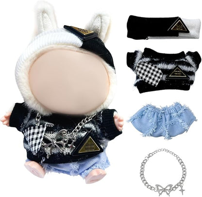 Doll Clothes,17cm/15cm Dolls Outfit Set,Accessories for Doll,Stylish Clothes Set Dress Up (No Doll)(Black)