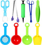 Wettarn 9 Pcs Sensory Bin Filler Fine Motor Skills Handy Scooper Set Sensory Bin Tools, Include 4 Scoops, 2 Tweezers, Scissors Clips, Plastic Forceps and Air Pump for Sorting Counting