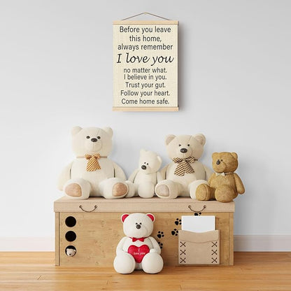 Boat Wades Inspirational Family Poster Hanger Frame For Home,Family Room Decor,Before You Leave This Home Sign Wooden Poster Hangers 12x16 Inch,Love You Bye Sign Wall Art Decor