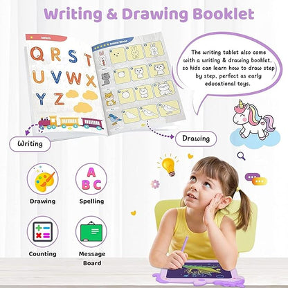 Kikapabi LCD Writing Tablet for Kids, Unicorn Toys Gifts for 3 4 5 6 7 Year Old Girls, Colorful Drawing Doodle Board, Toddler Educational Travel Toys Christmas Birthday Purple
