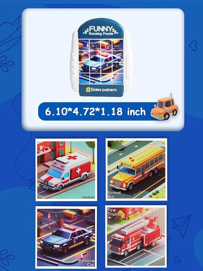 16-Piece Rotating Puzzles for Kids 4-6, Toddlers Puzzles 3-4, Road Trip, Airplane Activities Game, Travel Toys - Brain Teaser, Fine Motor Skills - Birthday Gifts Boys Girls - Special Vehicle