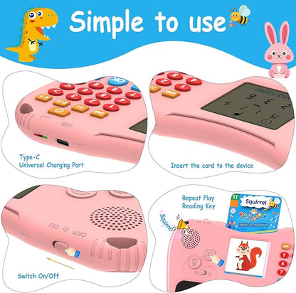 EASEGMER 3 in 1 Educational Learning Travel Toys - 8'' Drawing Tablet and 130 Talking Flash Cards Toddler Writing Tablet and Preschool Learning Activities, Best Gift for Girls/Boys 3-12 Years