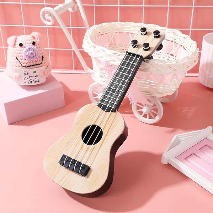 Kisangel 1pc Wooden Kids Ukulele Toy Toddler Guitar Classical Instrument Ukulele Musical Toy for Preschool Children (Beige)
