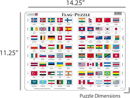 Larsen Puzzles Flags of The World 80 Piece Children's Educational Jigsaw Puzzle