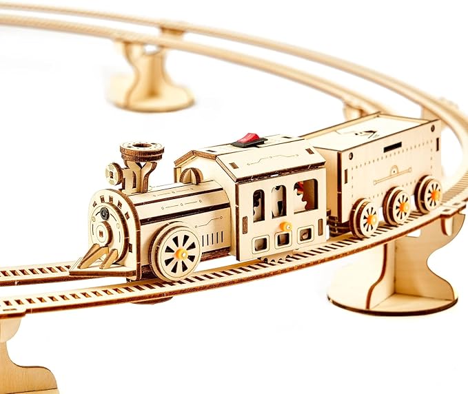 3D Wooden Puzzles Little Truck Train Model Kits Includes Engine & Track, Brainteaser and Puzzle for Christmas/Birthday,Gifts for Adults and Teens to Build Combination