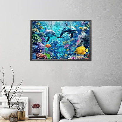 Starry Blue Horse 500-Piece Wooden Puzzle Art - Fresh & Simple Design, Perfect for Beginners, Ideal for Home Wall & Bedroom Decoration