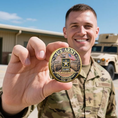 250th Anniversary Army Challenge Coin Commemorative Coin Tribute to The U.S. Army’s 250th Anniversary Collectible Challenge Coin for Veterans, Active Duty Members, and Patriots (C)