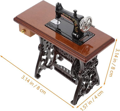 Alipis Mini Sewing Machine Miniature Sewing Model Tailor Toy 1:12 Scale Furniture Accessories Pretend Toys Table Accessories Tabletop Sewing Room Decor