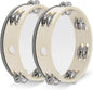 Flexzion Wood Handheld Tambourine for Kids (2 Pack) 8 Inch Double Row 12 Pair Jingles, Hand Held Percussion Drum Moon Musical Instrument with Metal Bell