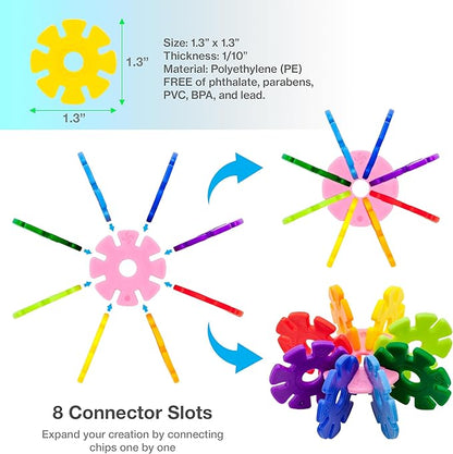 PicassoTiles Building Chip Interlocking Disc Construction Blocks in Yellow Color STEM Learning Early Education Toy Engineering Playset Child Brain Development for Toddlers Girls Boys Kid Age 3+ PTF108
