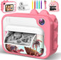 Kids Camera Instant Print, Dinosaur Instant Print Camera for Kids with 1080P Video, 32GB SD Card, 240 Photos, Christmas Birthday Gifts for Boys Girls Ages 3-12 (Pink)