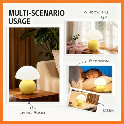 Aesthetic Room Decoration, Bedroom nightstand lamp, Yellow Mushroom Table lamp, Small lamp, Warm Light ambiance, Special lamp for Bedtime Reading/Nighttime Navigation